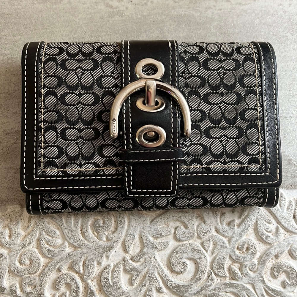Vintage Coach Signature Buckle Canvas Wallet